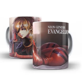 Caneca Neon Genesis Evangelion em cerâmica 325ml A8 série anime presente café geek nerd aniversário