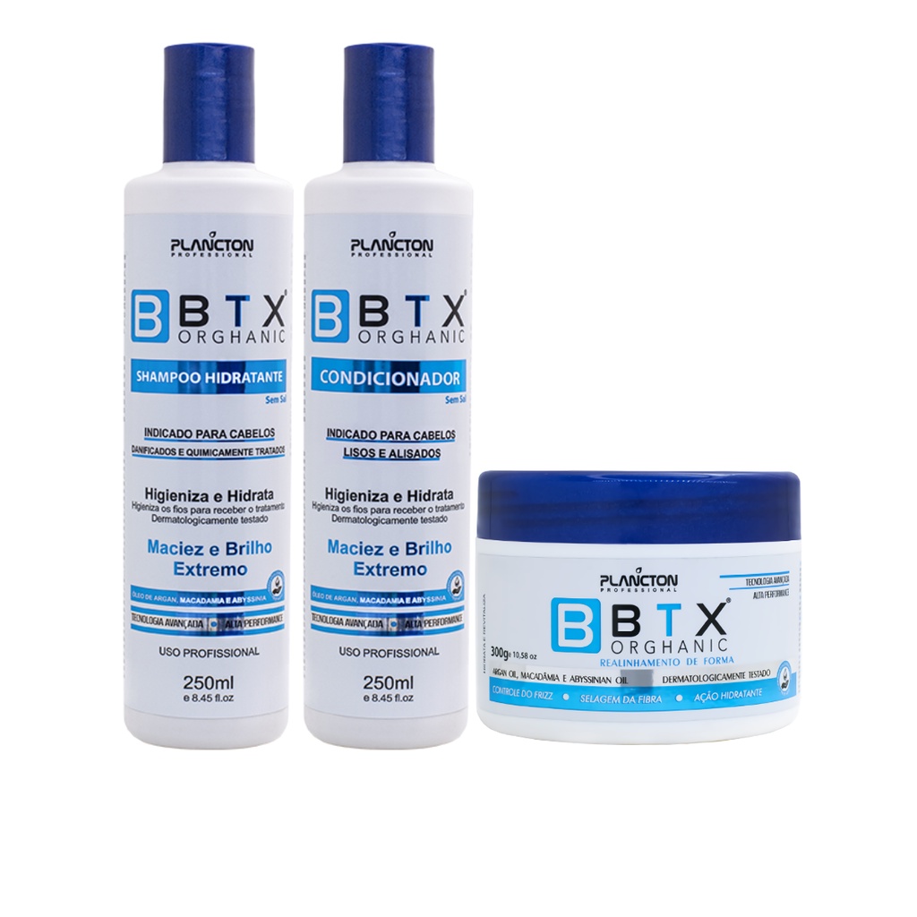 Kit Btx Orghanic Plancton Botox Orgânico Shampoo Condicionador ...