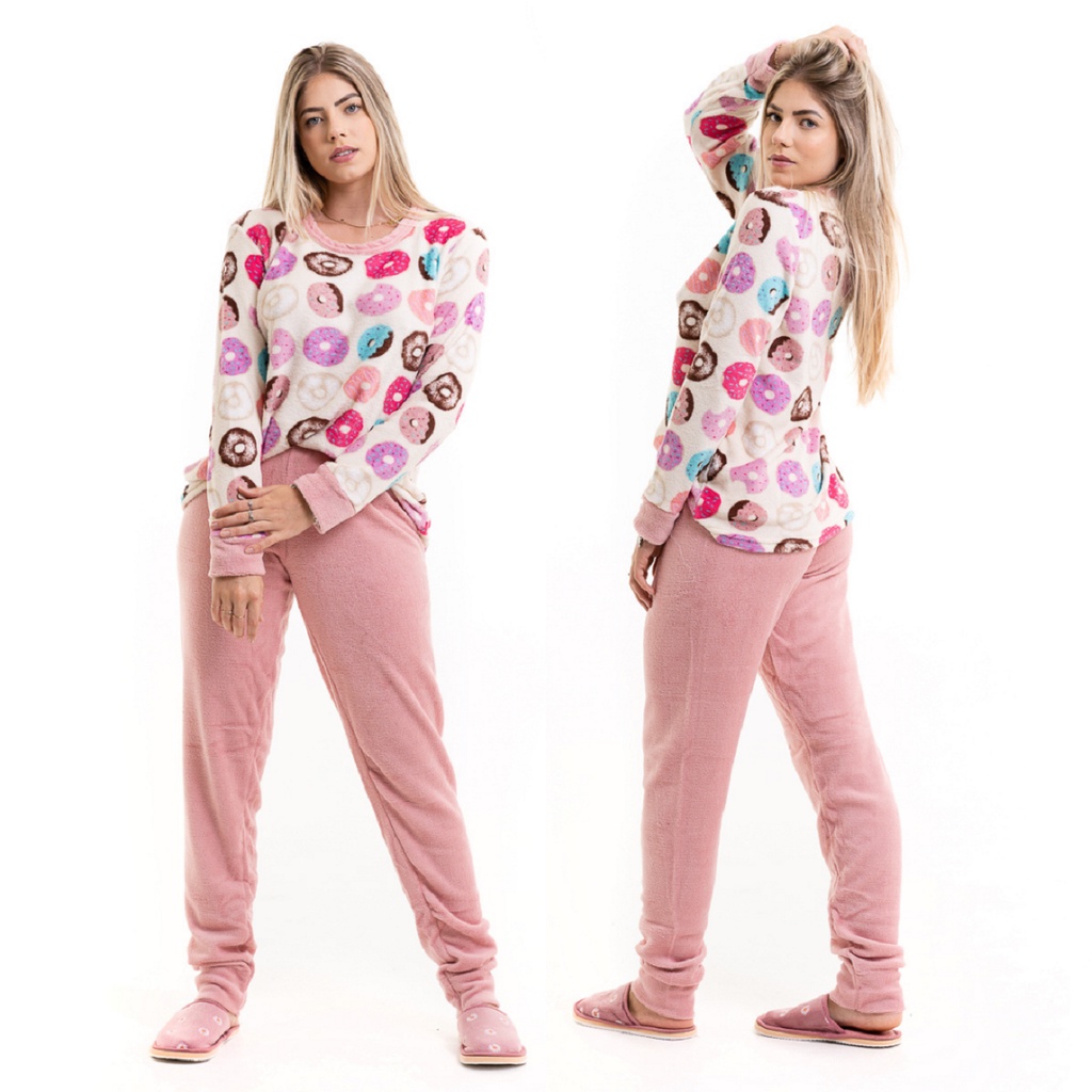 Pijama Conjunto Feminino Masculino Adulto Infantil Frio Longo de