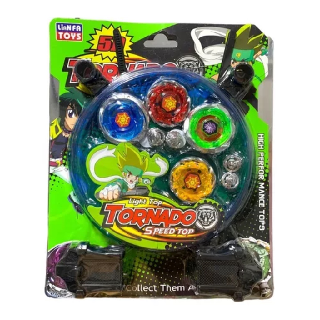 Beyblade Metal Blay Blade Com Lançador Tornado Led KIT COM 4