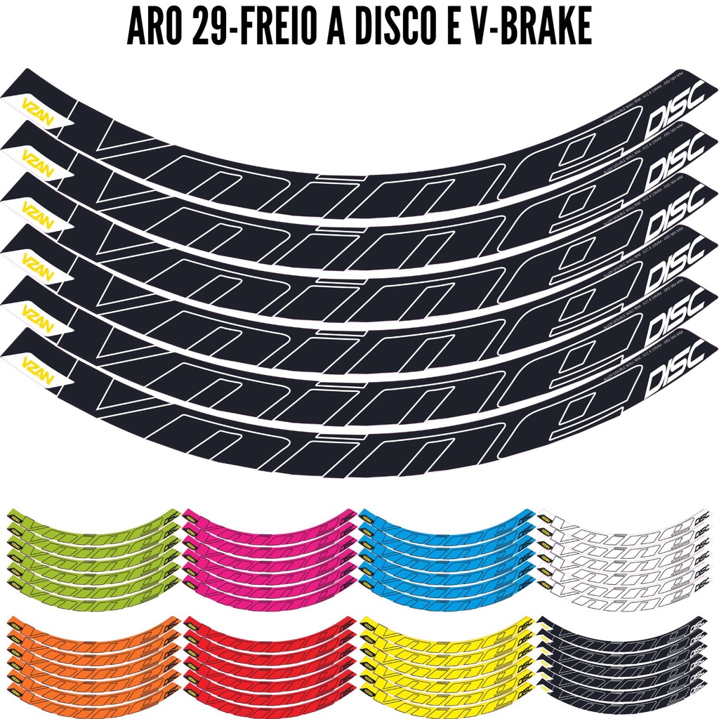 Adesivo de bicicleta Vnine Aro 29, várias cores Preto, branco, preto, vermelho, amarelo e etc