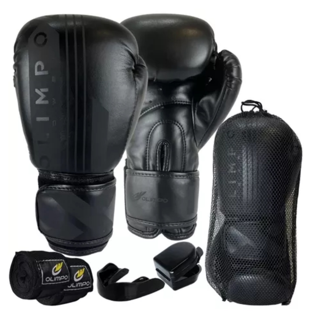 Kit Boxe Muay Thai Venum Luvas + 2m Bandagem + Bucal New Impact