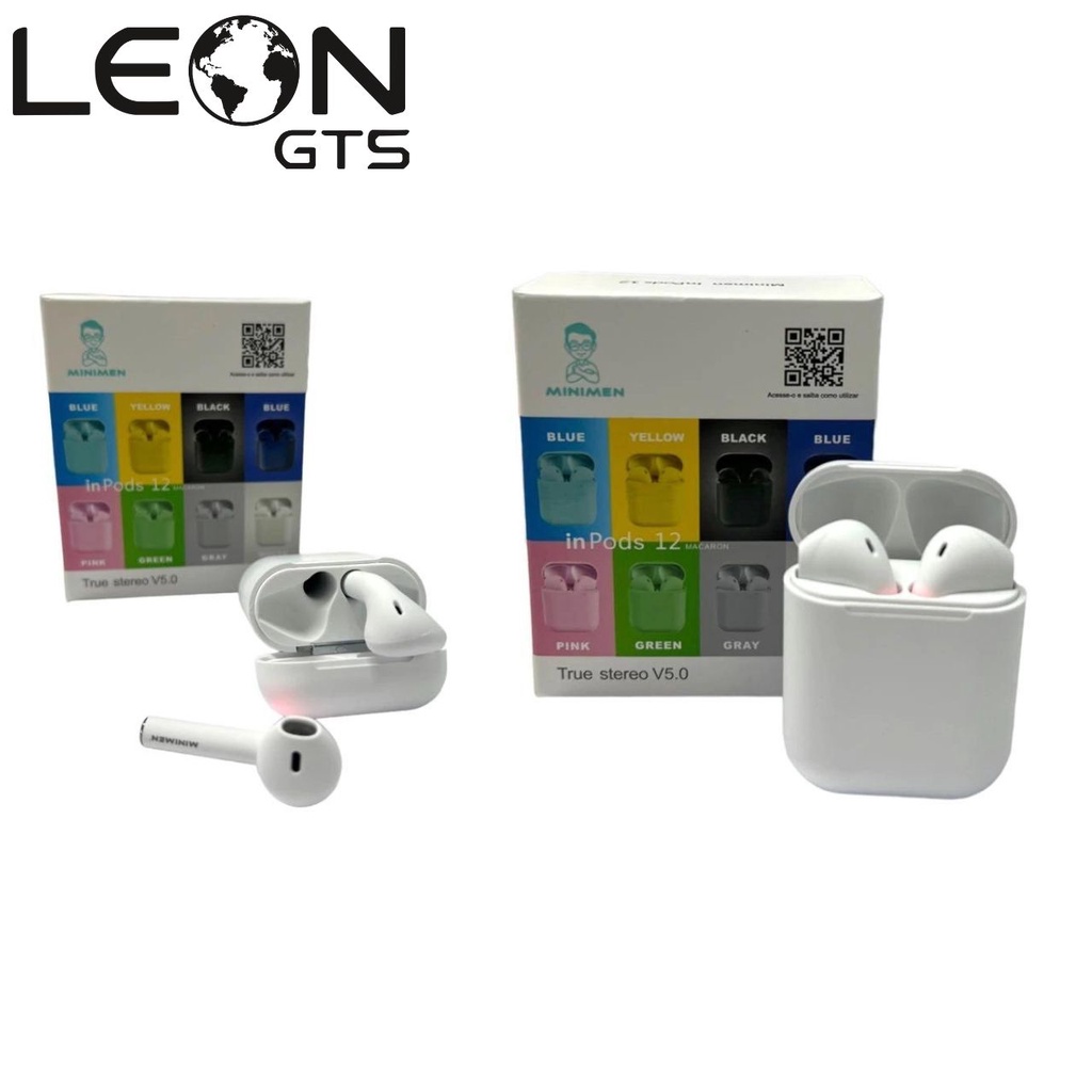 Fone Bluetooth I12 Inpods TWS 5.0 Ergonômico Portátil Cor em Tom Pastel colorido da LEON GTS - Diversas Cores