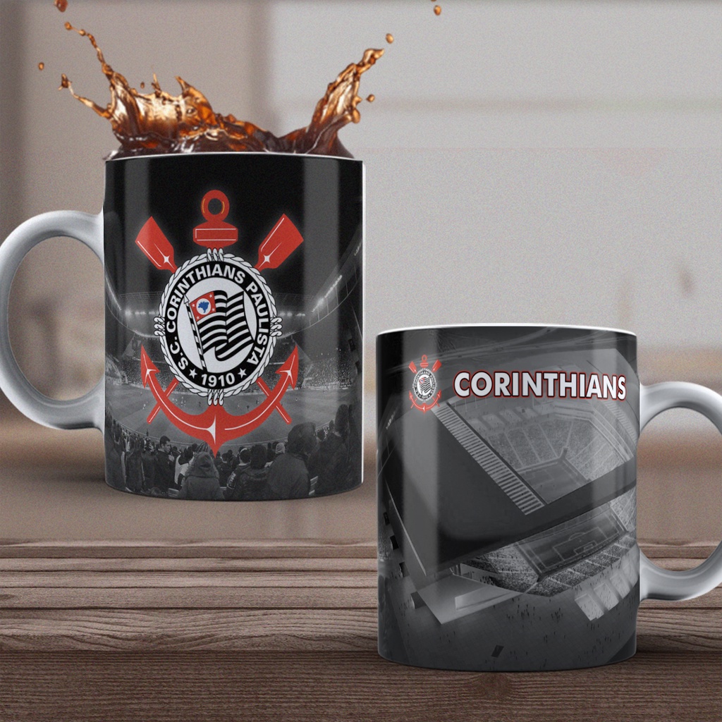 Caneca de Porcelana Personalizada Do Corinthians +Caixinha de Presente ...