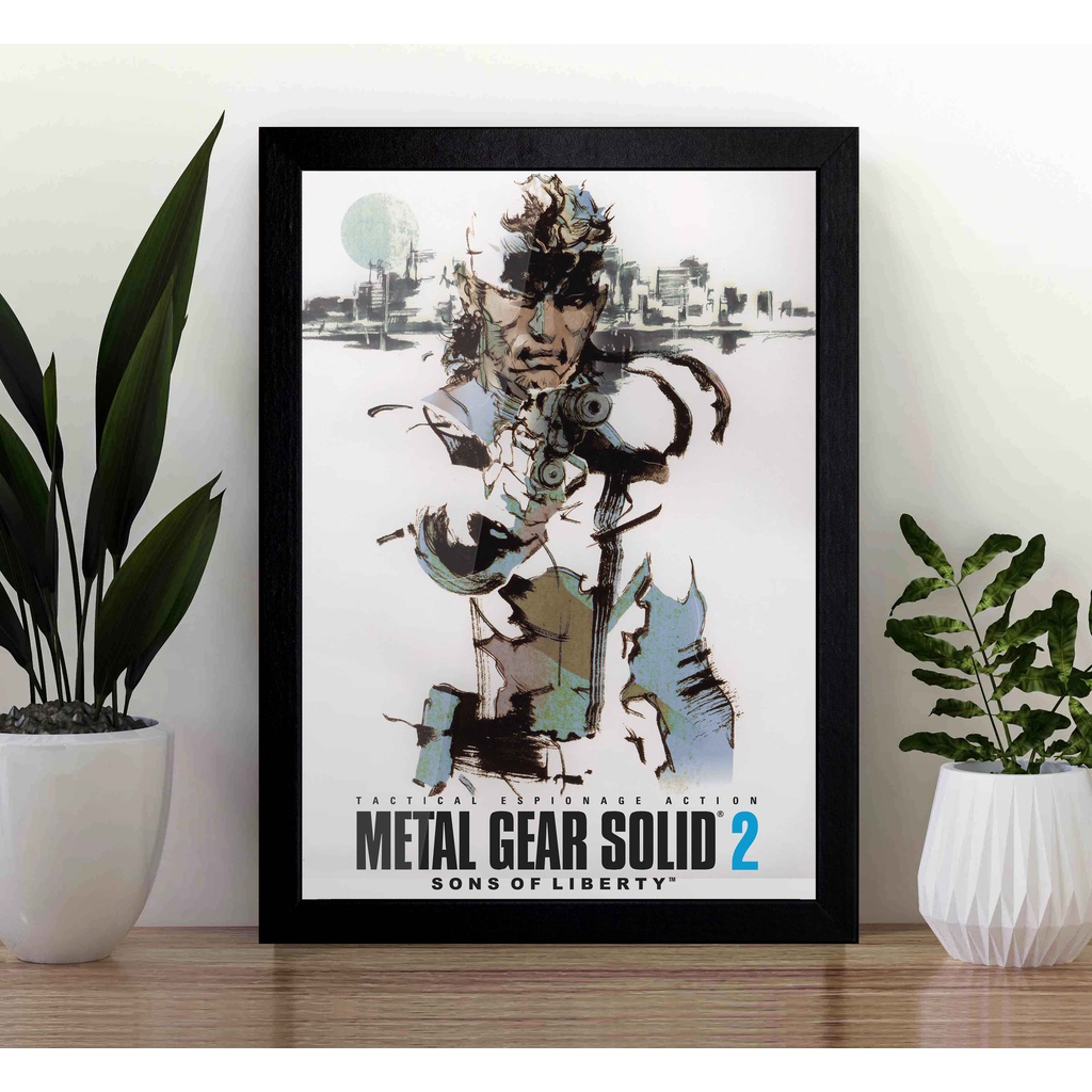 Quadro Metal Gear Solid 2 Sons of Liberty A3 - com Acrílico Na