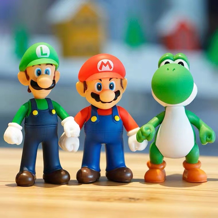 【3Pcs/Set】 10cm Japão Nintendo Game Super Mario Bros . Yoshi Luigi Figuras De Ação Em PVC Coleções De Bonecas Modelo Brinquedos Presentes