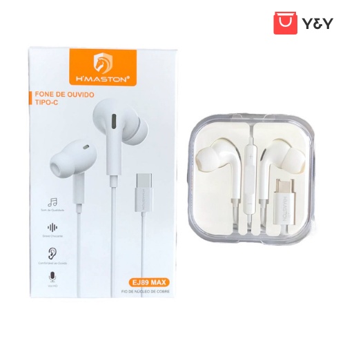 Fone de Ouvido Tipo-C Intra-Auricular H'Maston EJ89 Max