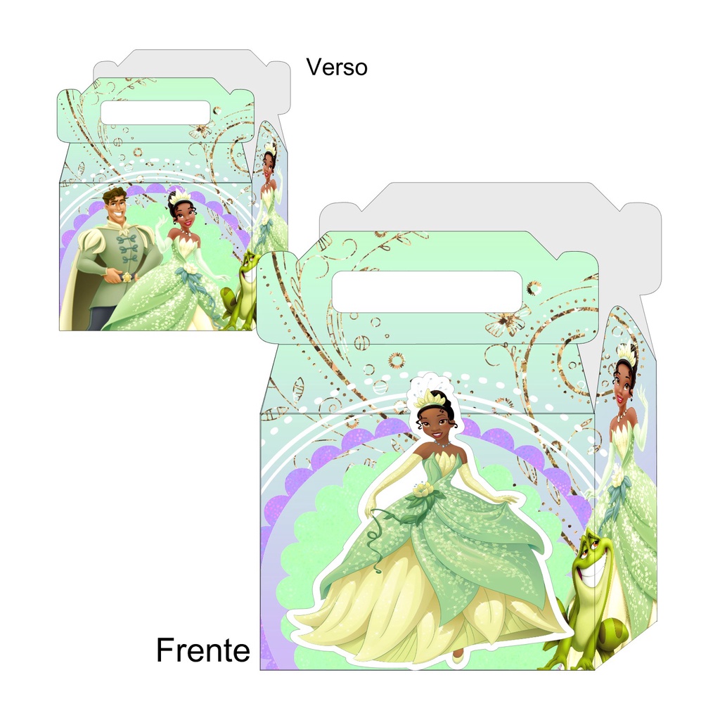 10 Caixas Maleta A Princesa e o Sapo com Personagem e Aplique 3D ...