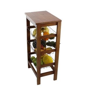 Fruteira de Chão Cozinha com Tampo de Madeira