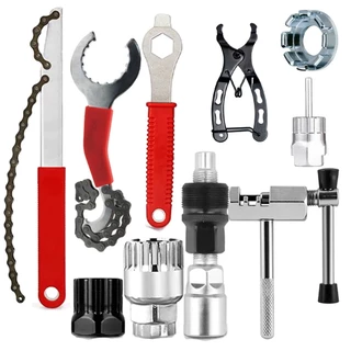 Kit 10 Chaves Ferramenta Extrator Pedivela Com Cabo Sacador + Chave Extrator Catraca K7 + Chave Extrator Bike Movimento Central + Chave Extratora De Catraca Bike K-7 + Mini Alicate + Chave De Raio