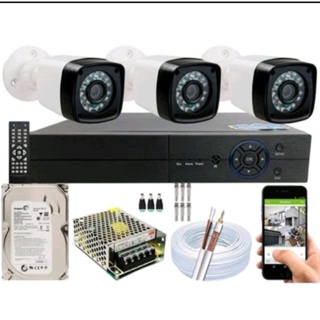 Kit 3 Camera de Segurança Infra 20m 1.3 hd Dvr 4ch Multi Hd com hd 2023 promo carnaval