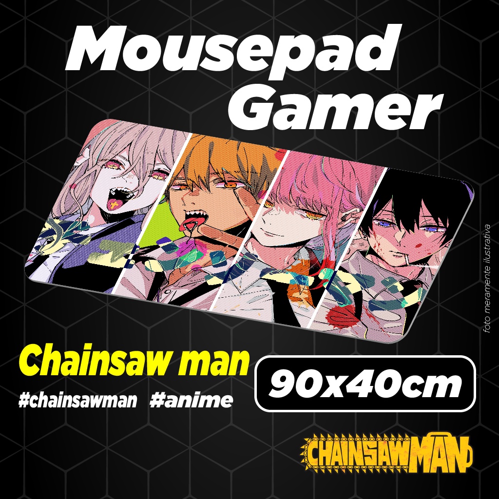 Mouse Pad Gamer Personalizado - Chainsaw Man - Anime - 90x40cm