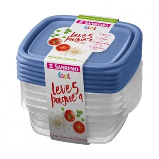 Conjunto de Potes Leve 5 Pague 4 Plástico Sanremo 530ml