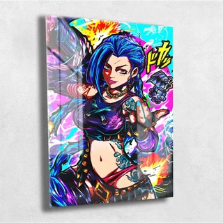 Quadro Metalizado Jinx Arcane Série Placa Decorativa Brilhante Pôster