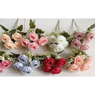 Decoração para casa de um galho com 4 rosas bifurcadas--0051-- (É mais favorável comprar os pacotes)