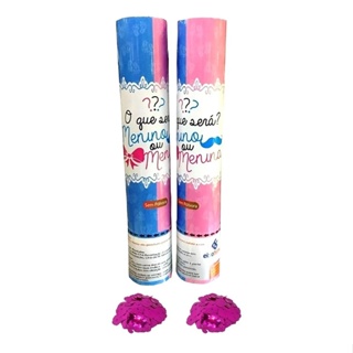 Kit 4 Lança Confete Chá Revelação Bebê Rosa Menina Potente