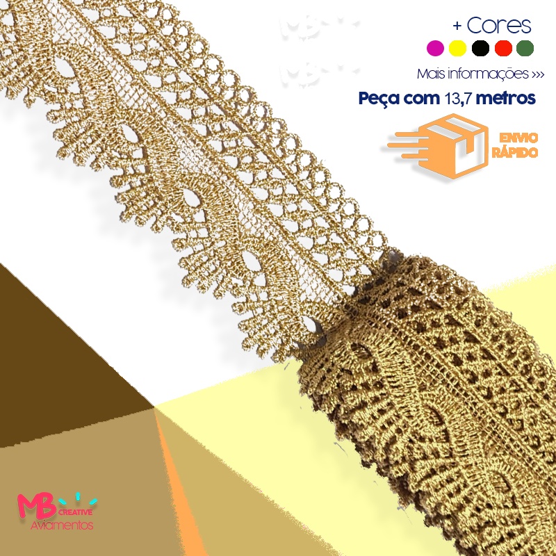 Renda de Guipir CHL-589 - 5 cm -Peça com 13,7 Metros