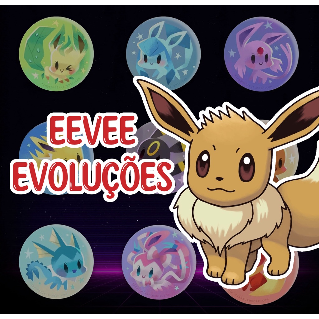 Botton Pokémon Eevee evoluções 4,5cm broche alfinete