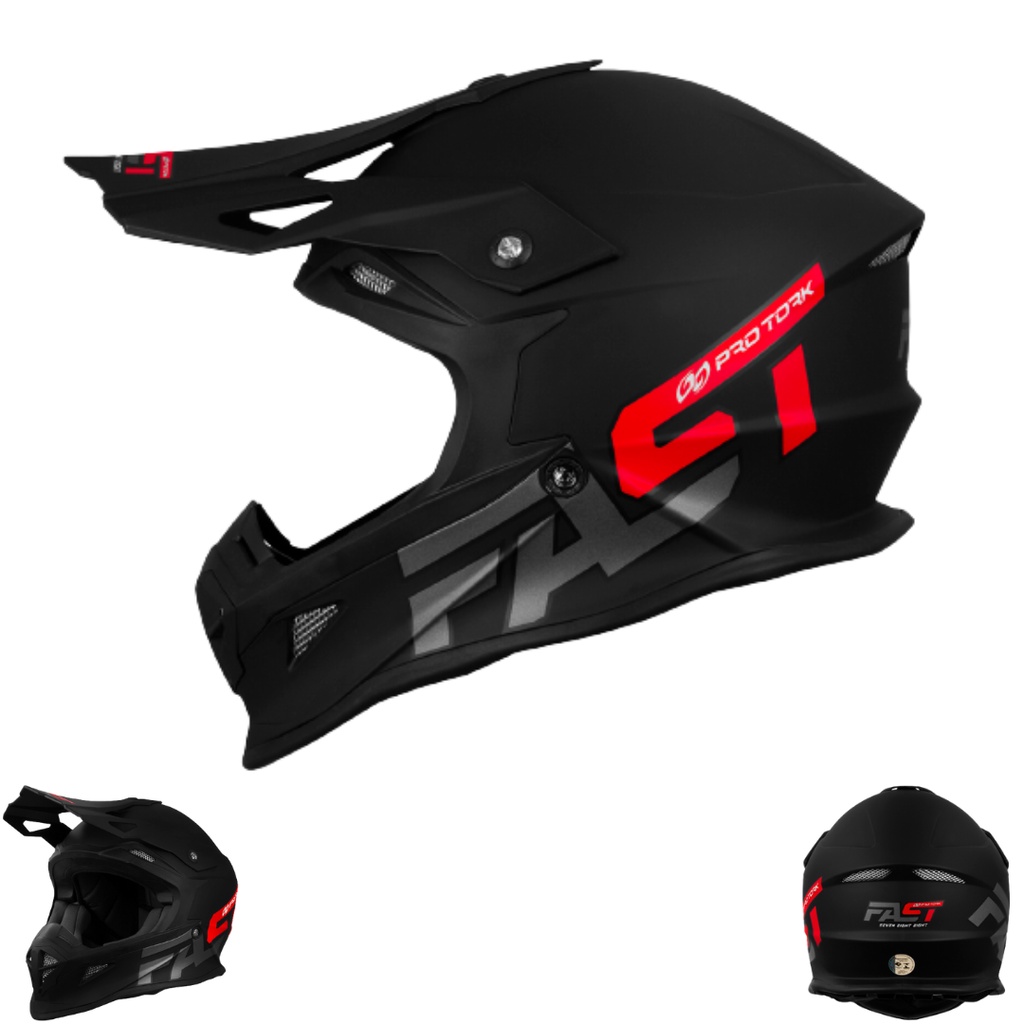 Capacete Motocross Trilha Off Road Pro Tork Fast 788 Solid Feminino Masculino Novo Lançamento