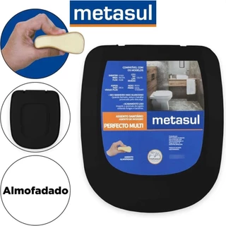 Assento Sanitário Almofadado Preto Retangular Sabatini Icasa Metasul