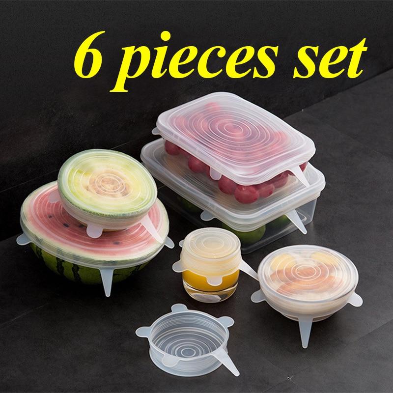 Kit 6 Tampas de Silicone Retrátil Flexível Vedação