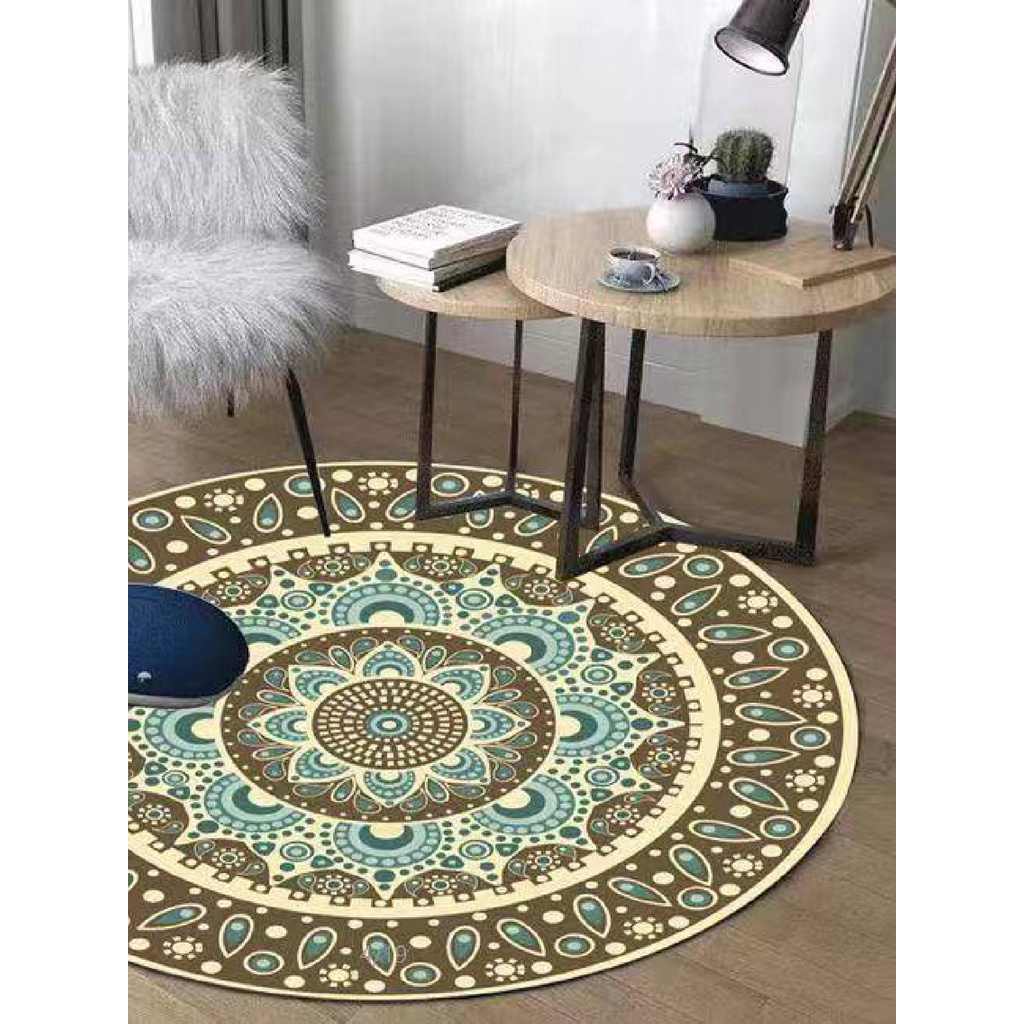 Tapete Redondo 120cm Para Sala Quarto Escritórios Antiderrapante Estampas Impressão Digital