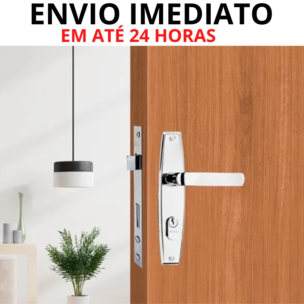 Fechadura De Porta Madeira Externa Silvana Alavanca Cromado Sala Quarto ...