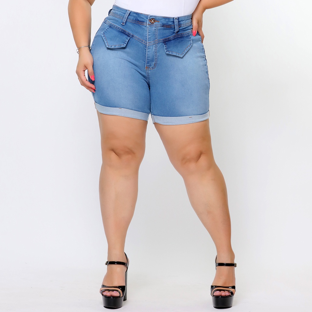 Max Premium Jeans  Bermuda Feminina Meia Coxa Com Lycra