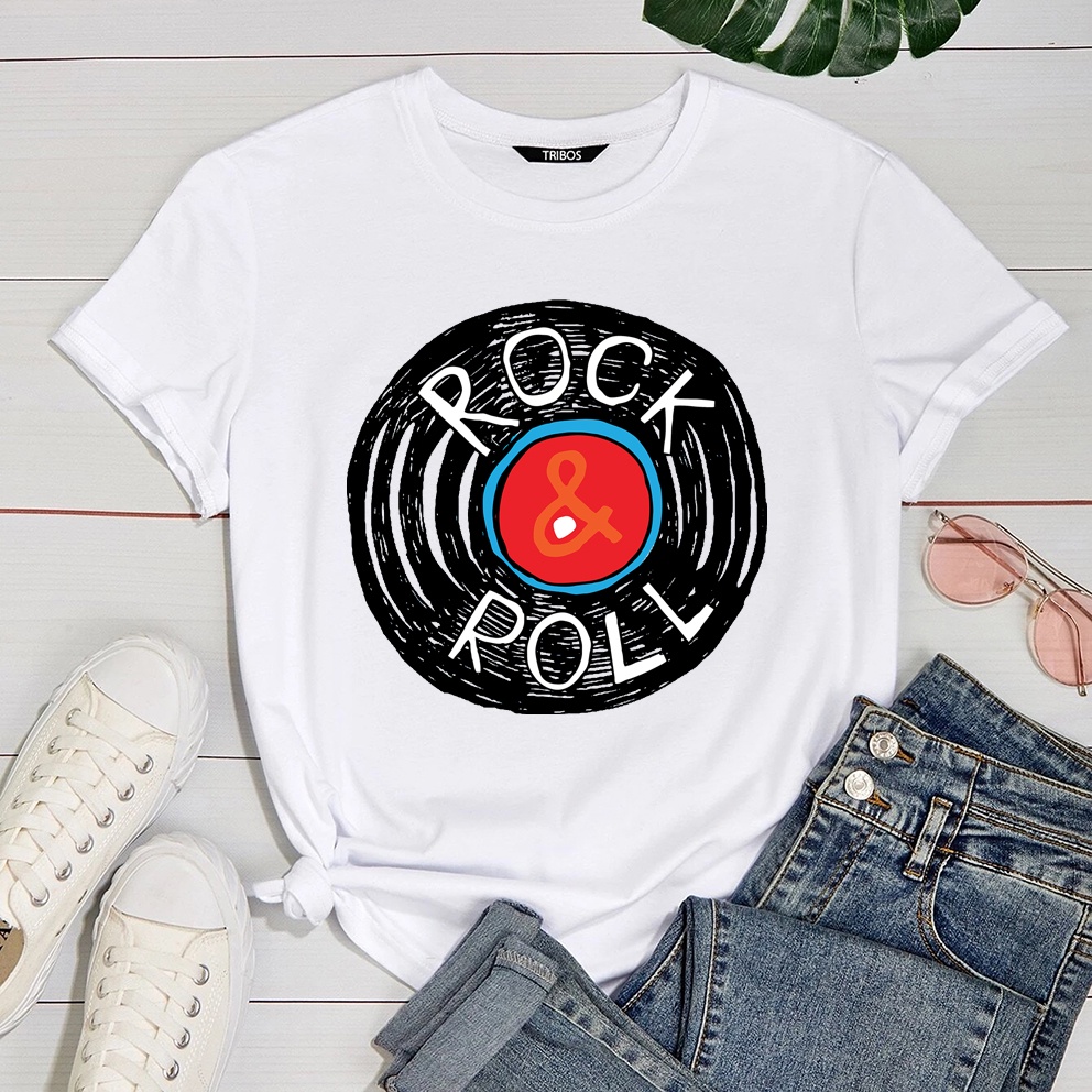 Baby Look Rock And Roll 100% Algodão Premium Marmorizado