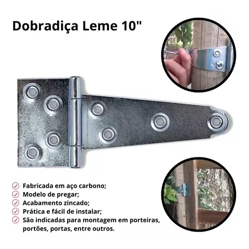 Dobradiça Leme 10 Polegadas Aço Carbono Pregar Portão De Madeira