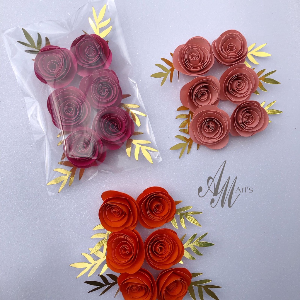 Flor Para Bolo Rosa De Papel Pacote Com 6 Roseta Para Topo De Bolo