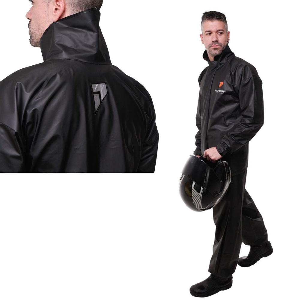 Capa Chuva Roupa Conjunto Pvc Combate Gola Motoqueiro - Masculino