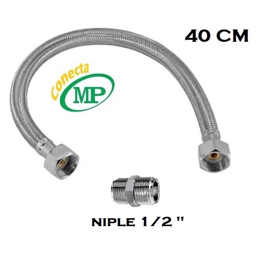 MANGUEIRA ENGATE FLEXIVEL RABIXO 40 CM INOX TRANÇADO MP AGUA QUENTE E FRIA PIAS SANITARIOS