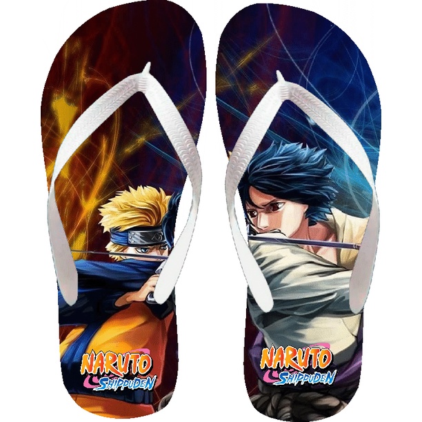 Kit Chinelo Slide Sandália + Chinelo Anime Naruto Mangá Akatsuki Nuvens  Vermelhas - Escorrega o Preço