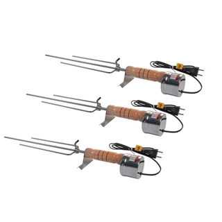 3 Espetos Giratórios Flex Tridente Churrasco Reguláveis 110V