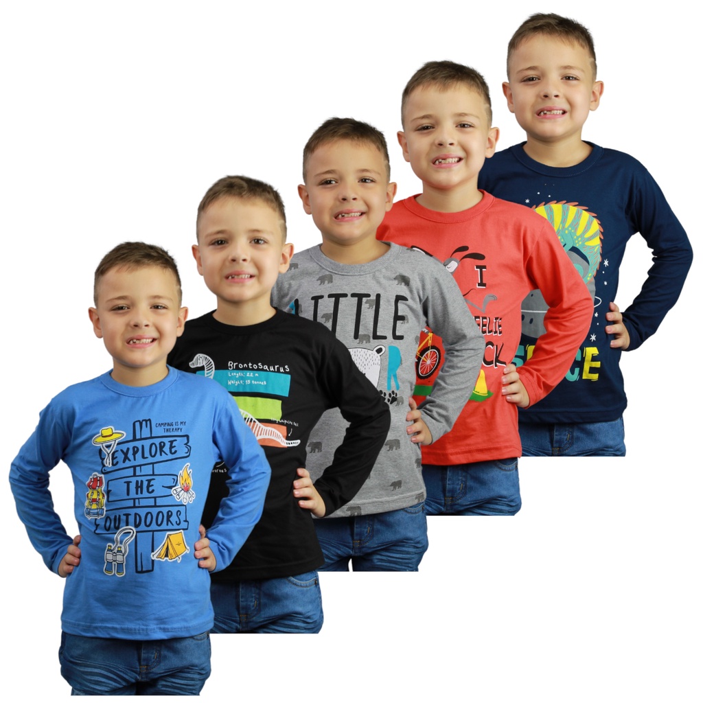Kit 5 Blusas Estampada Camisa Infantil Juvenil Verao Algodão