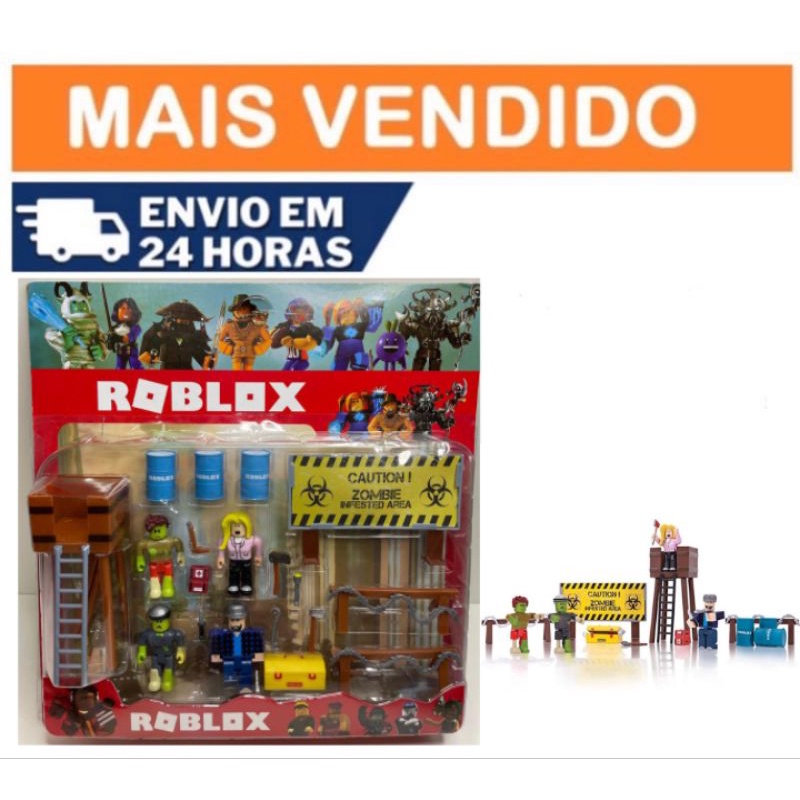 Kit 4 Bonecos Roblox Zumbi + Acessórios- Coleção Ataque Zumbi em