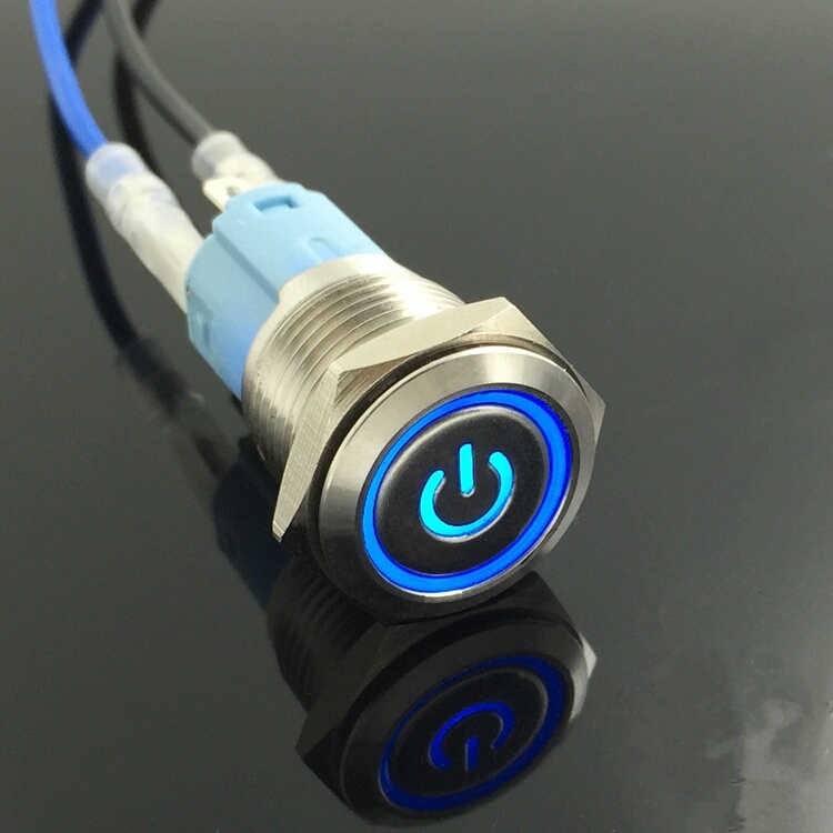 Botão Liga Desliga 16mm Inox LED 12v 24v Com Trava Retenção Botoeira Universal Interruptor