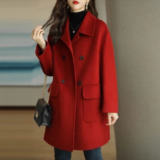 Mulheres De Inverno De Lã Casaco Longo Casual Sólidos Magro Casacos Sobretudo Quente Outwear