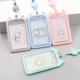 Kit 24 peças/Porta cartão crachá com cordão Orelha de Gato e Coelho Suporte de plástico para cartão retrátil em Oferta na Shopee