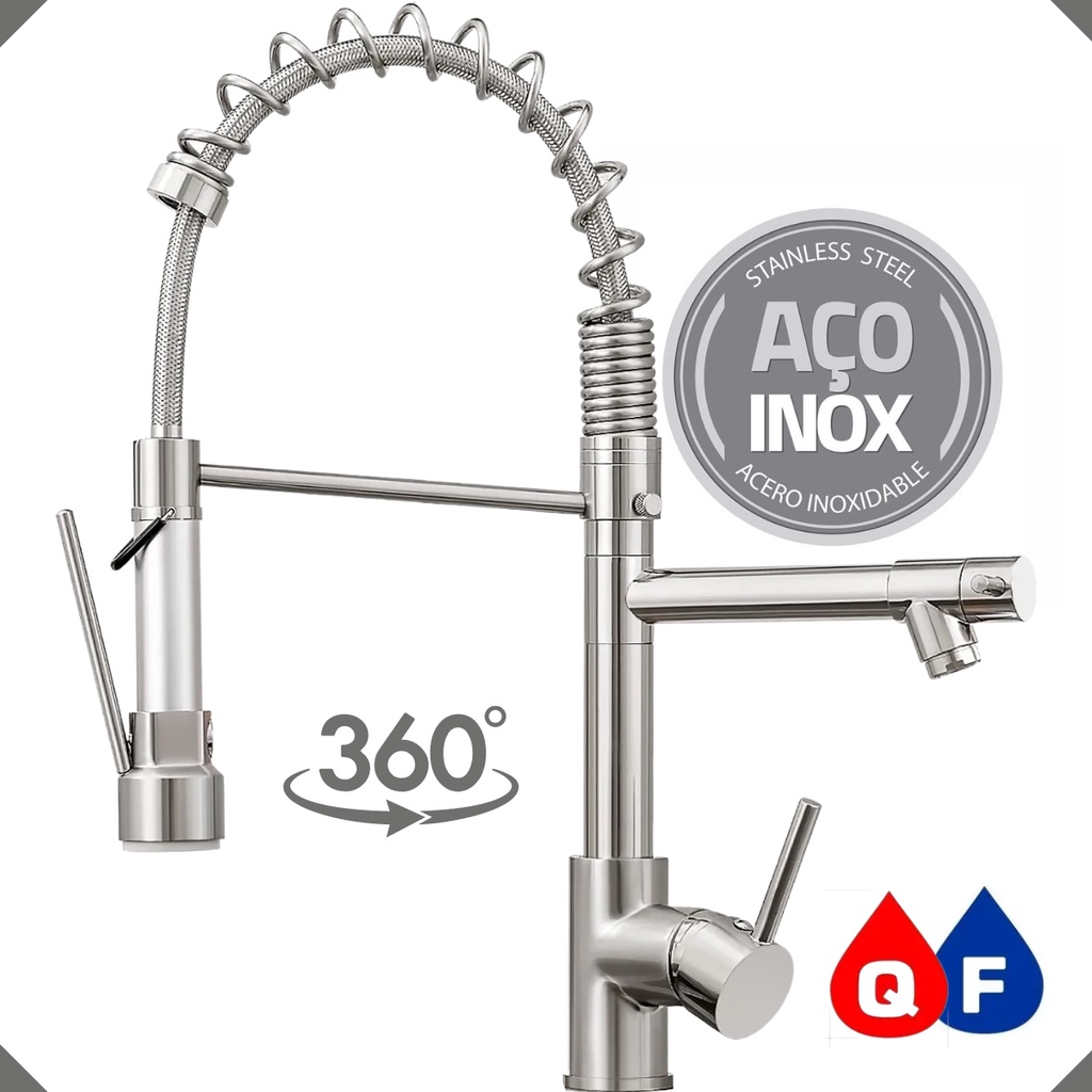 Torneira Gourmet Cozinha Monocomando 50cm Luxo Ducha