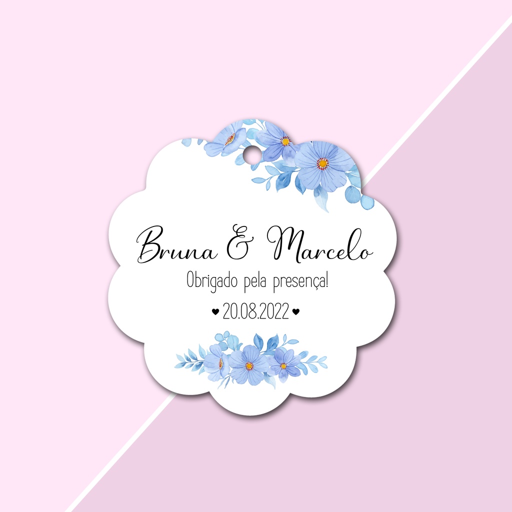 220 Tags Personalizadas Formato Flor tamanho 4,5x4,5cm Lembrancinha ...