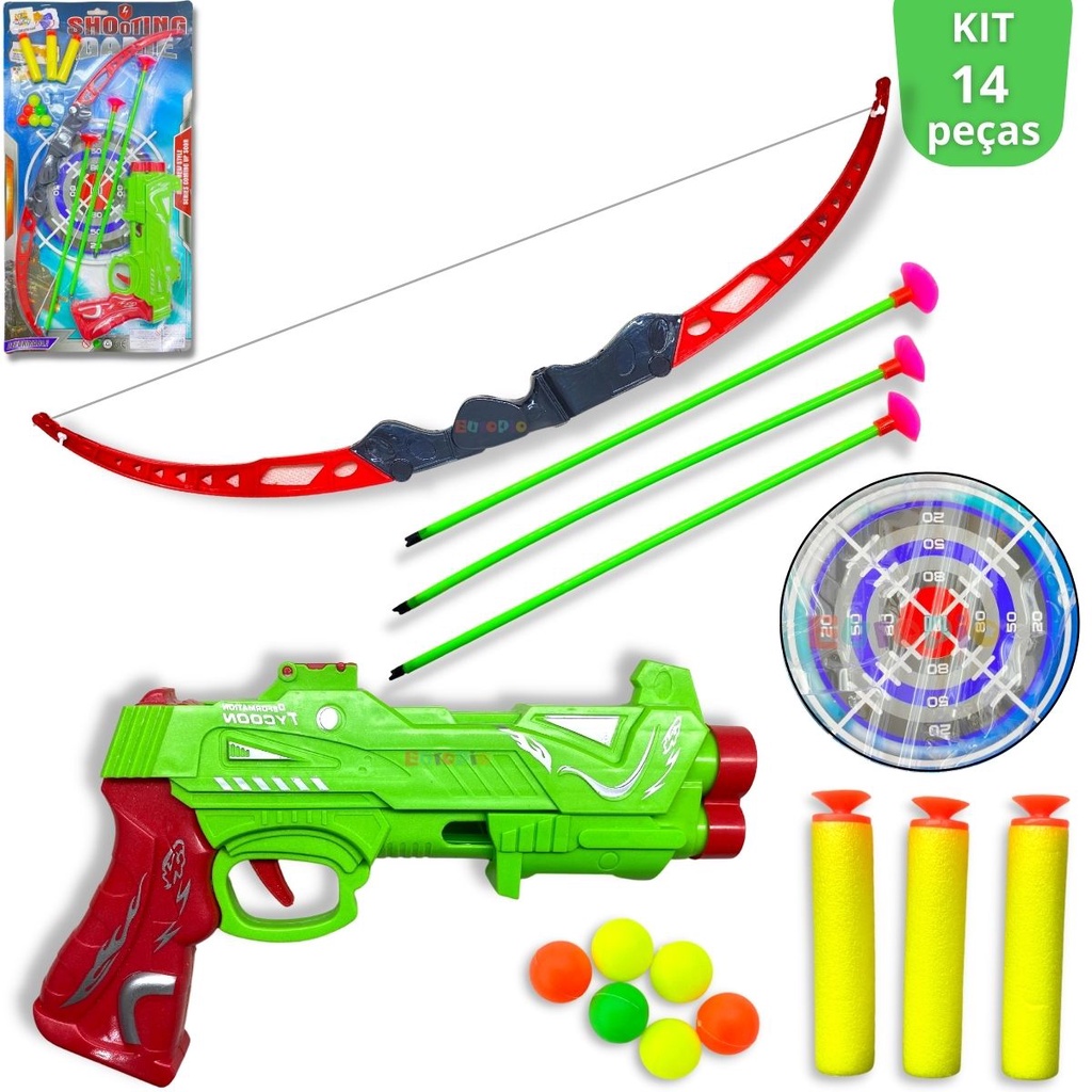 Kit Arminha de Brinquedo Pistola / Atira bolinhas de Plástico