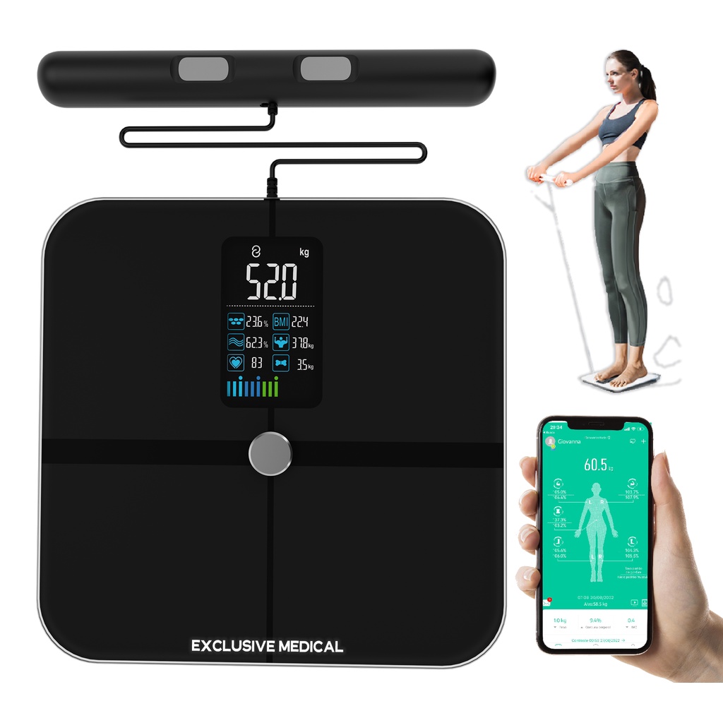 Balança Bioimpedância Digital Com Handle 8 SENTORES mão e pé App em ...