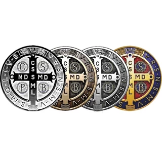 kit 4 Adesivos Medalha de São Bento Metal Crux Sacra
