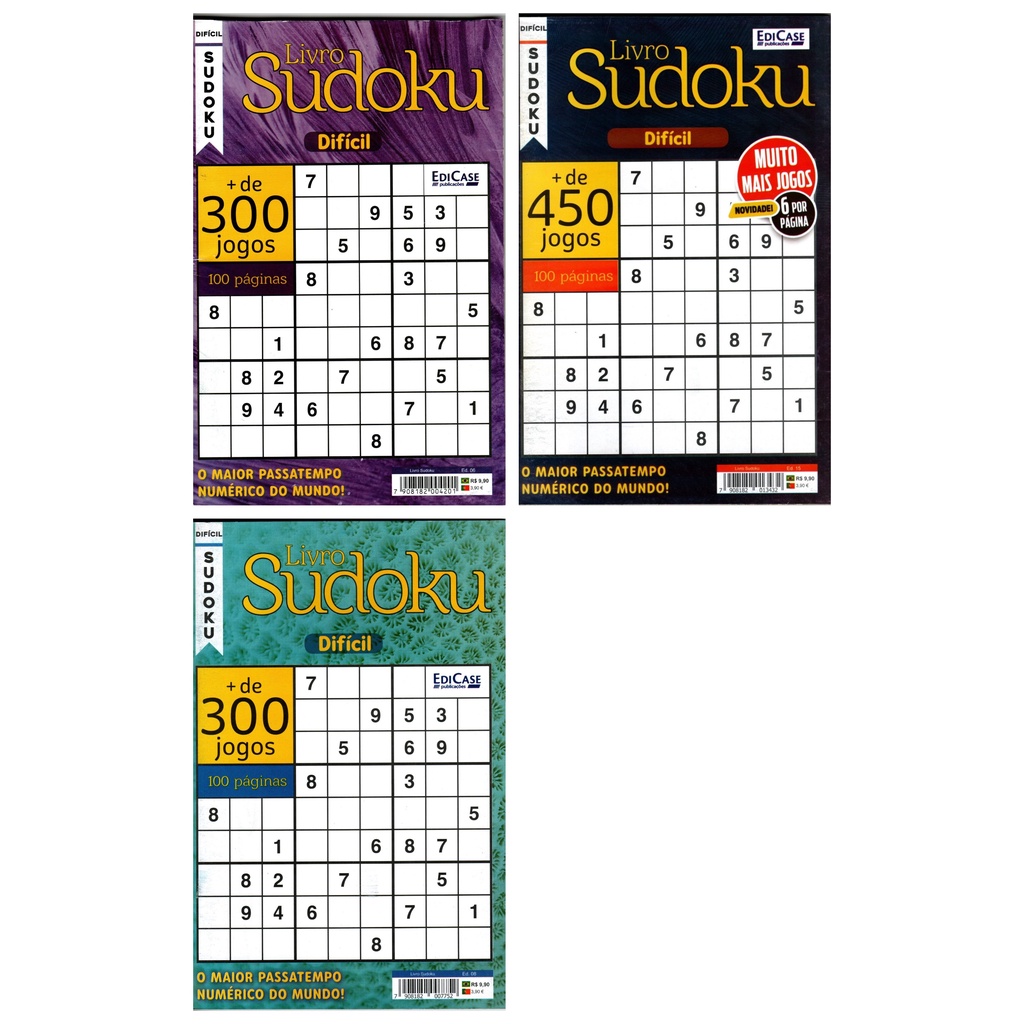 Livro Sudoku Ed. 14 - Difícil - Só Jogos 9x9 - 6 por página