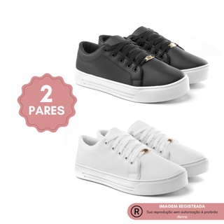 Kit 2 Pares Tenis Feminino Casual Donna Original Confortavel Barato