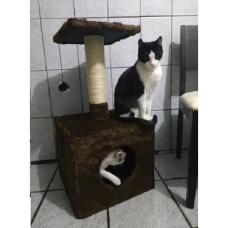 Casinha arranhador grande para gatos caixa com banco