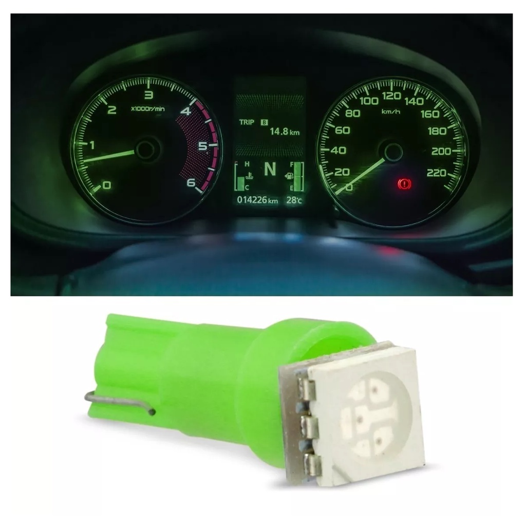 1 Lâmpada T5 1 Led Pinguinho Luz Verde