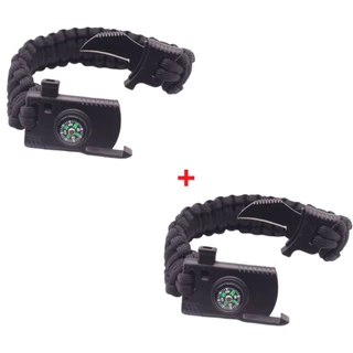 2 pcs Pulseira da Sobrevivência Multifunções/ Corda/ Pederneira/ Apito/ Faca/ Bússola